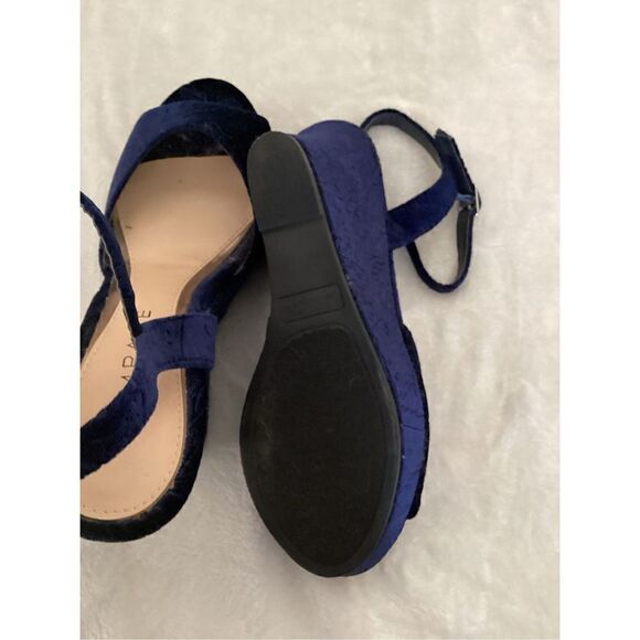 Rampage Chrissy Blue Velvet Wedges - Picture 5 of 8